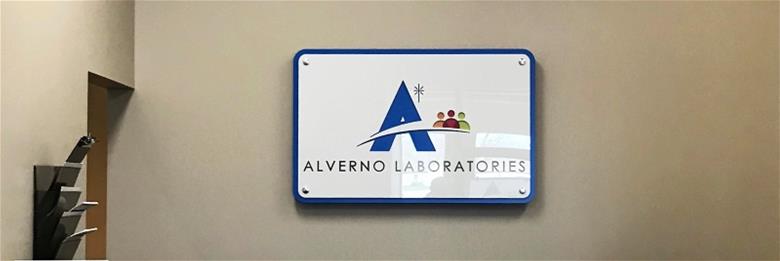 Alverno Laboratories acrylic sign